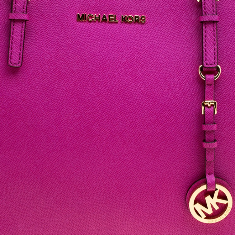 مملوكة مسبقًا Michael Michael Kors Hot Pink Saffiano Leather Jet Set Travel Tote