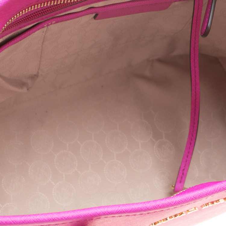 مملوكة مسبقًا Michael Michael Kors Hot Pink Saffiano Leather Jet Set Travel Tote