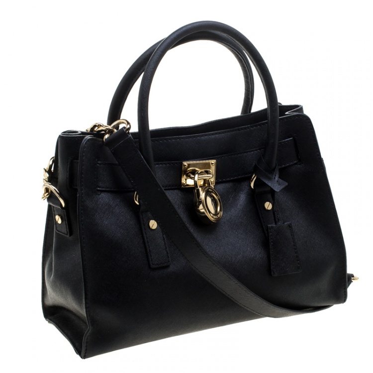 Pre Owned Michael Michael Kors Black Leather Hamilton Tote