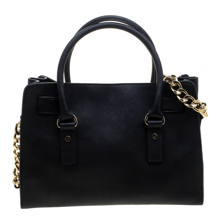 Pre Owned Michael Michael Kors Black Leather Hamilton Tote