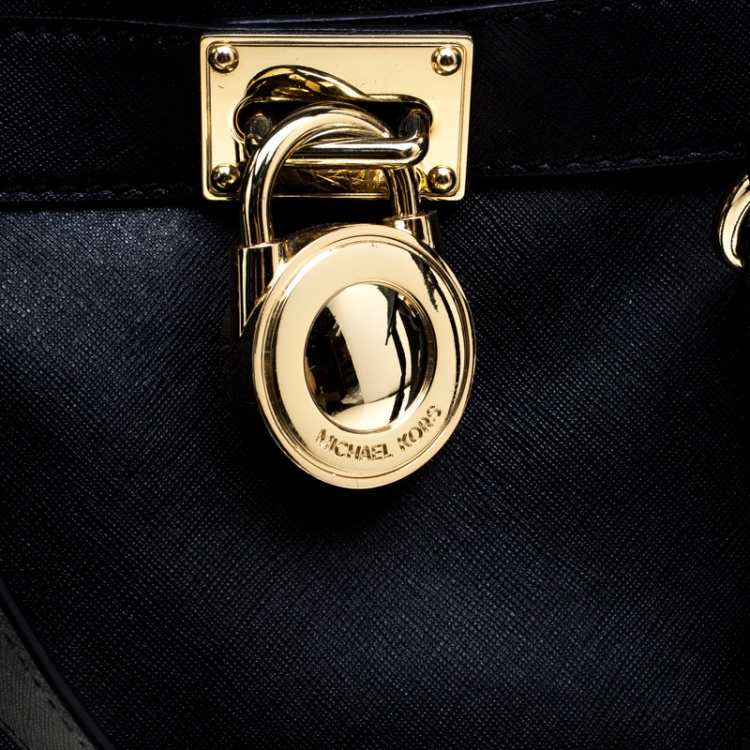 Pre Owned Michael Michael Kors Black Leather Hamilton Tote