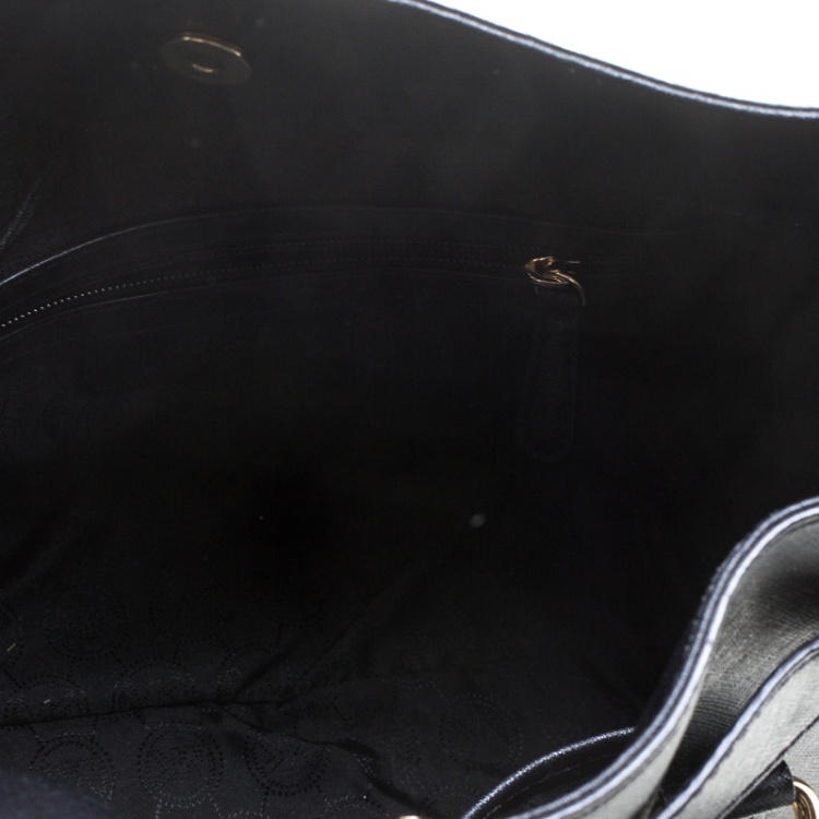 Pre Owned Michael Michael Kors Black Leather Hamilton Tote