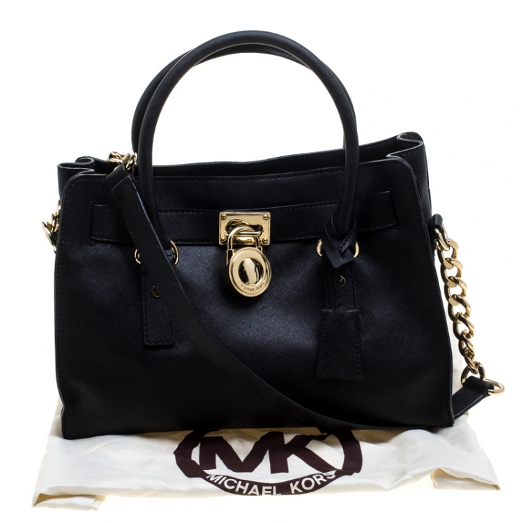 Pre Owned Michael Michael Kors Black Leather Hamilton Tote