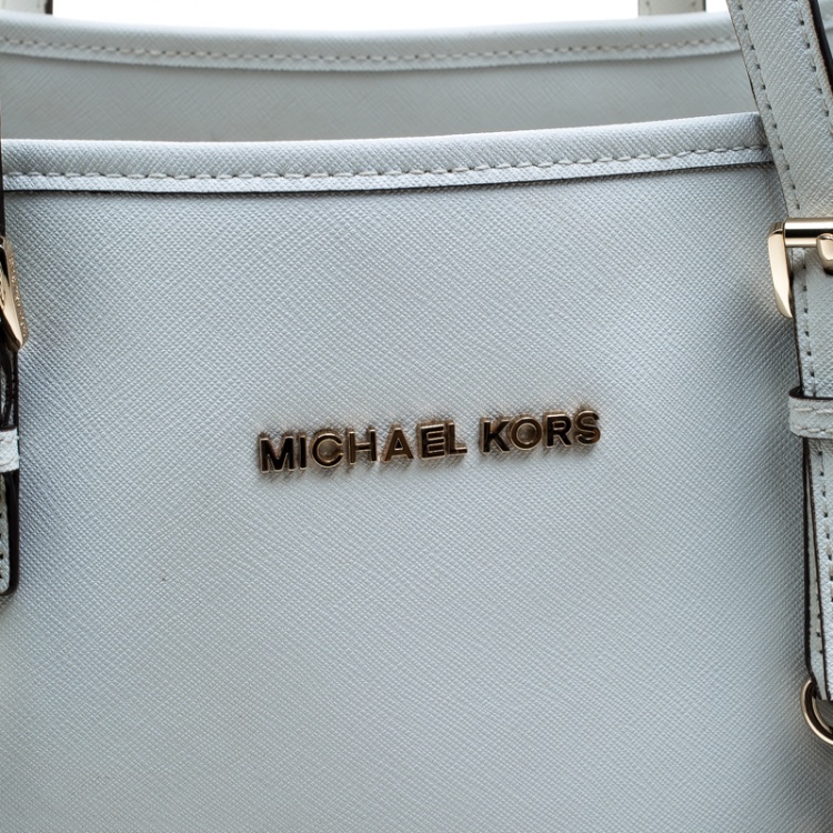 مملوكة مسبقًا Michael Kors White Saffiano Leather Jet Set Travel Tote