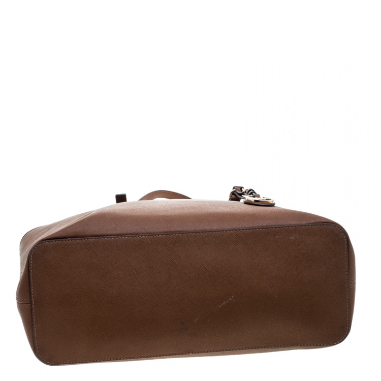 Pre Owned Michael Michael Kors Brown Saffiano Leather Jet Set Tote