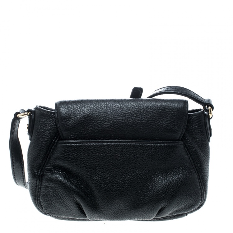 Pre Owned Michael Michael Kors Black Leather Crossbody Bag