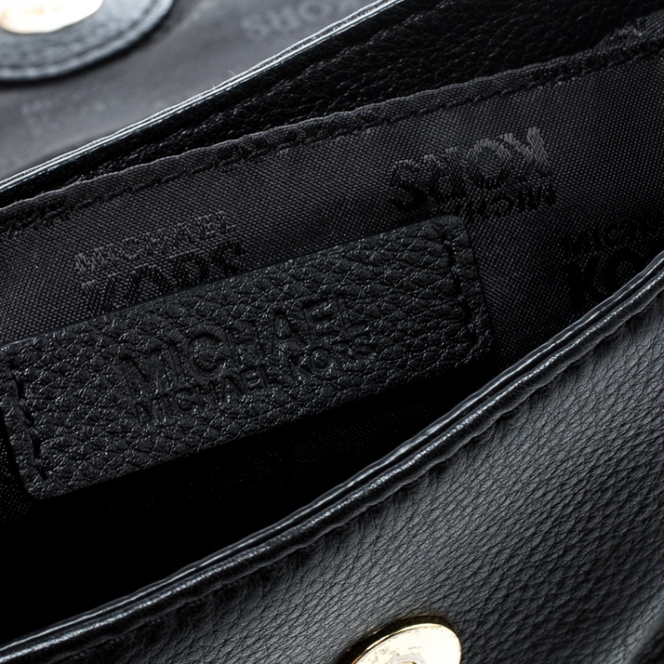 Pre Owned Michael Michael Kors Black Leather Crossbody Bag