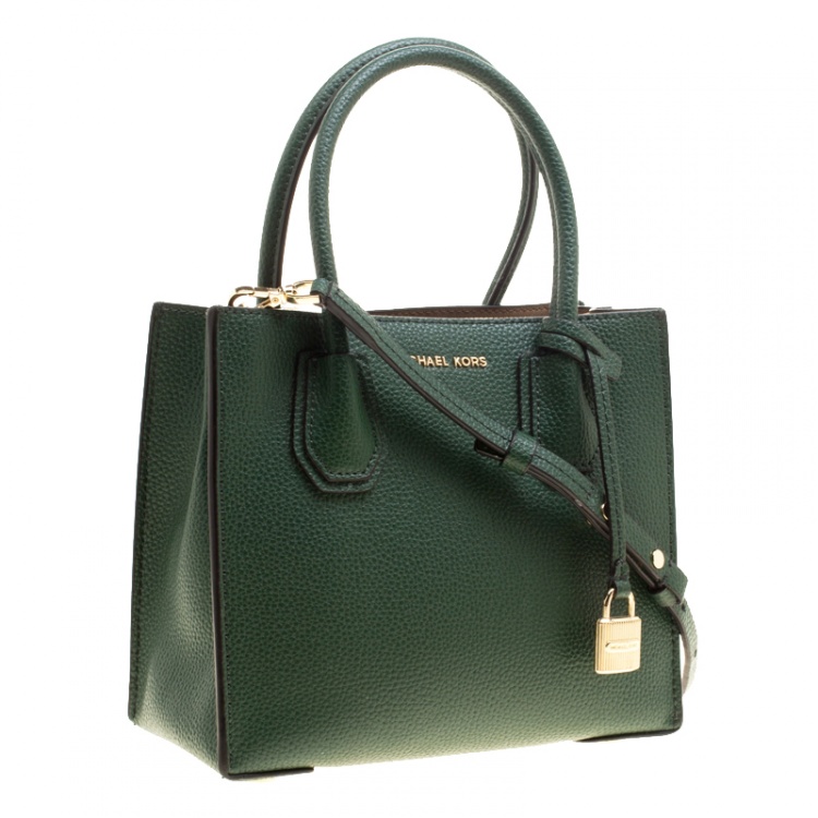 Pre Owned Michael Kors Green Leather Mercer Tote