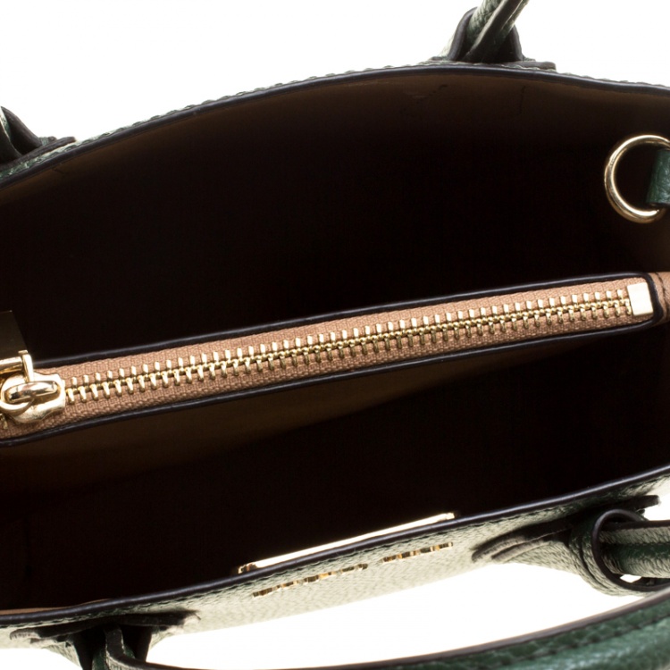 Pre Owned Michael Kors Green Leather Mercer Tote