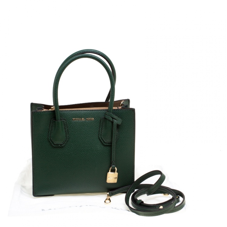 Pre Owned Michael Kors Green Leather Mercer Tote