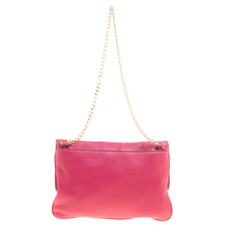 Pre Owned Michael Michael Kors Pink Leather Chain Clutch