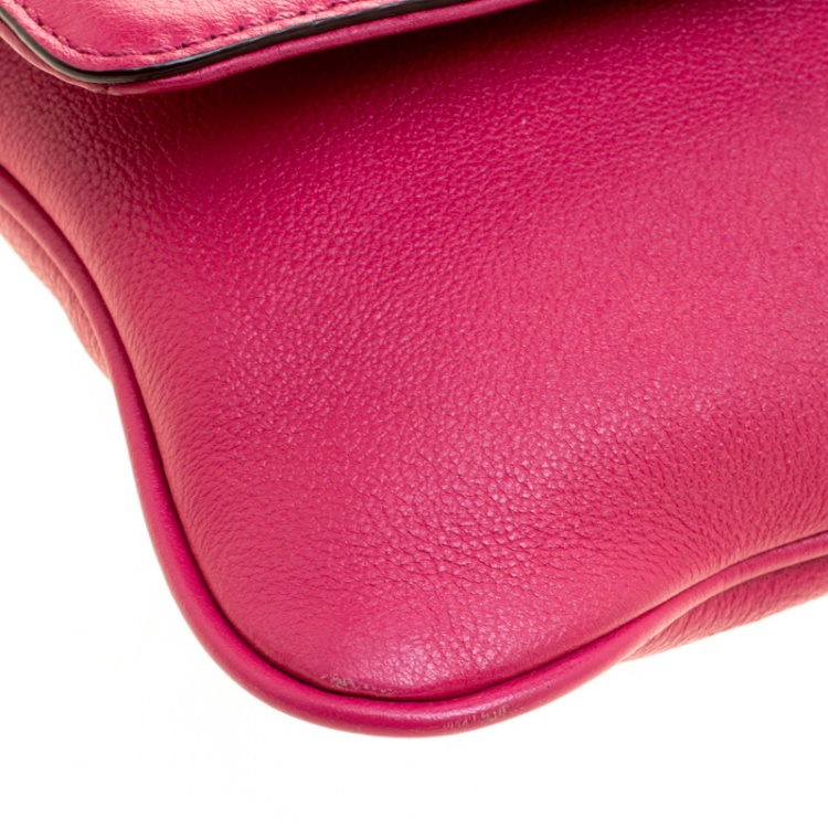 Pre Owned Michael Michael Kors Pink Leather Chain Clutch