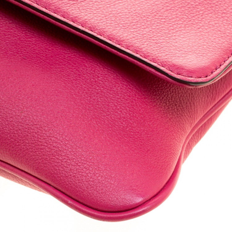 Pre Owned Michael Michael Kors Pink Leather Chain Clutch
