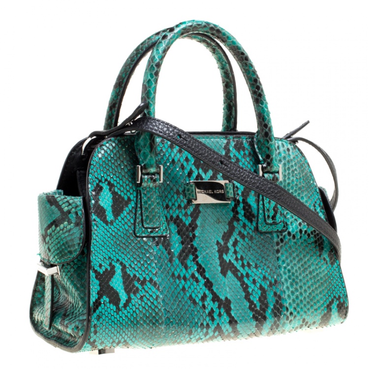 Pre Owned Michael Kors Green Python Gia Satchel