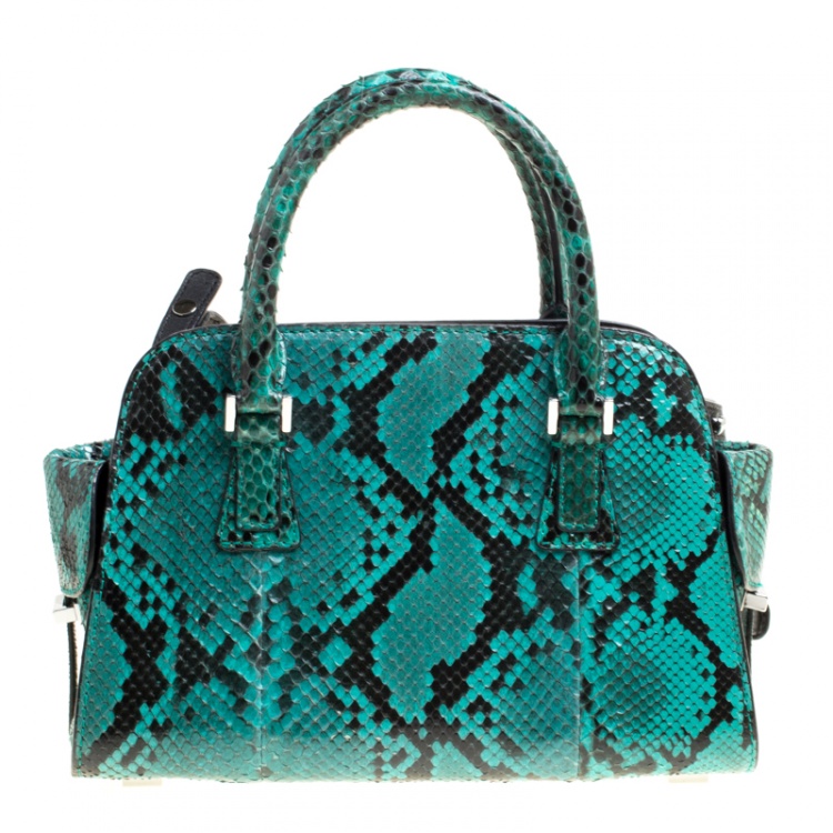Pre Owned Michael Kors Green Python Gia Satchel