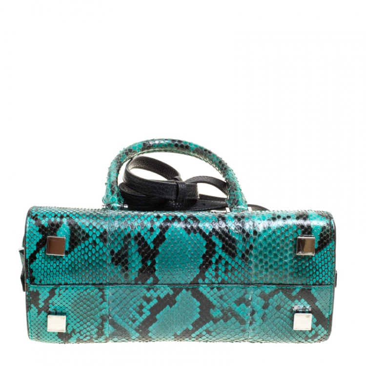 Pre Owned Michael Kors Green Python Gia Satchel