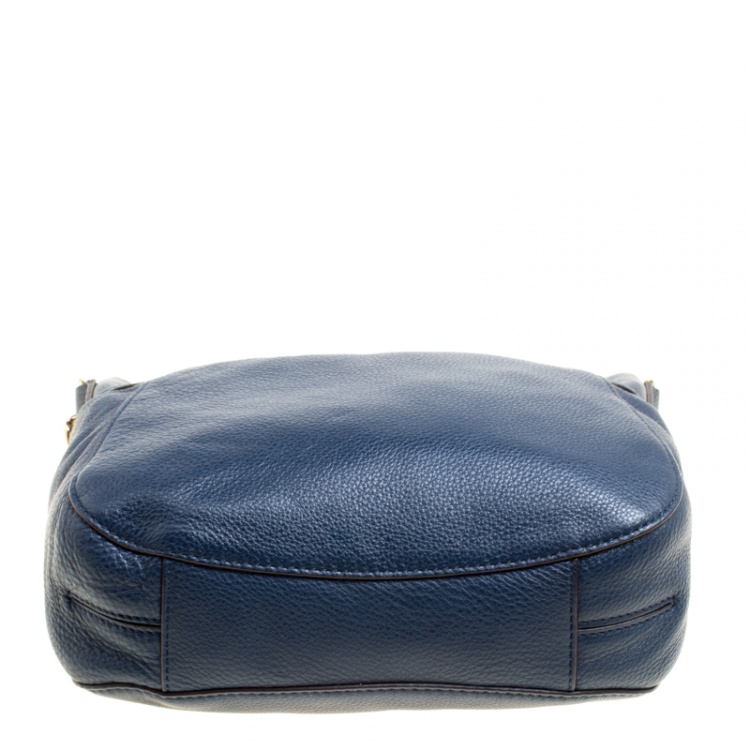 Pre Owned Michael Michael Kors Navy Blue Leather Hobo