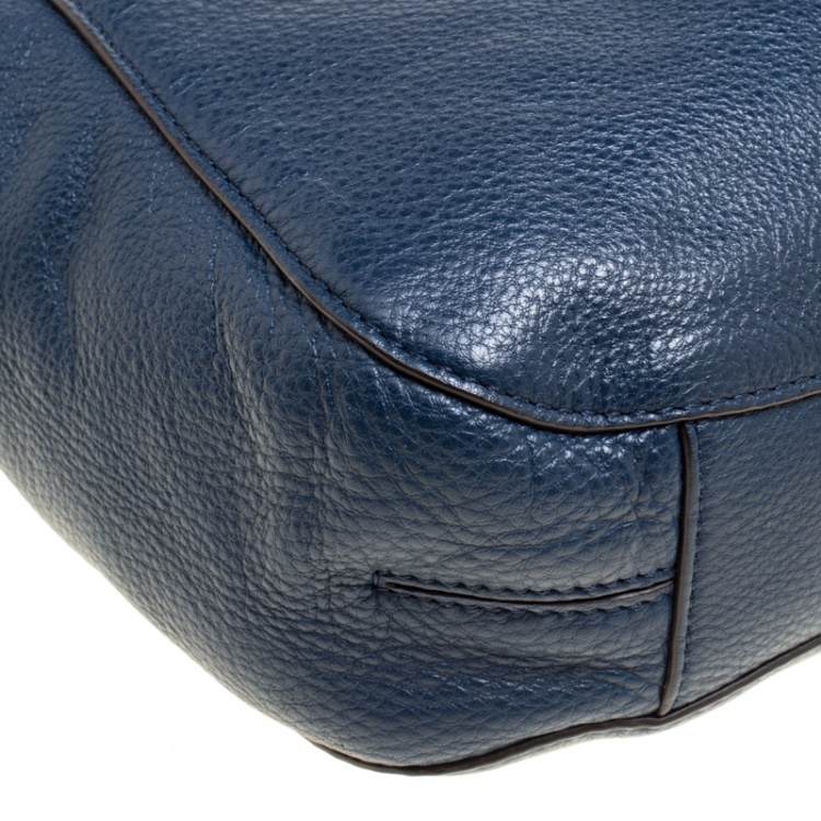 Pre Owned Michael Michael Kors Navy Blue Leather Hobo