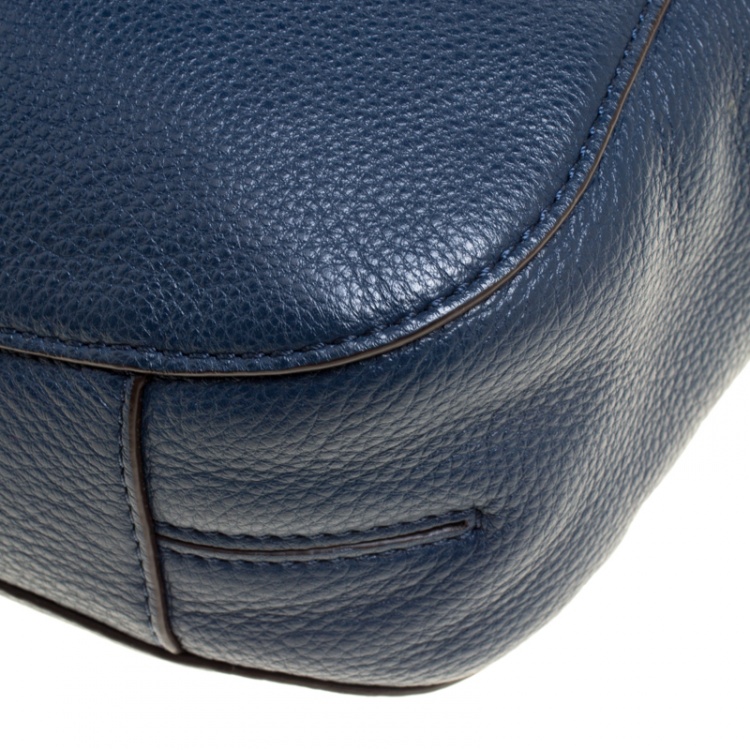 Pre Owned Michael Michael Kors Navy Blue Leather Hobo