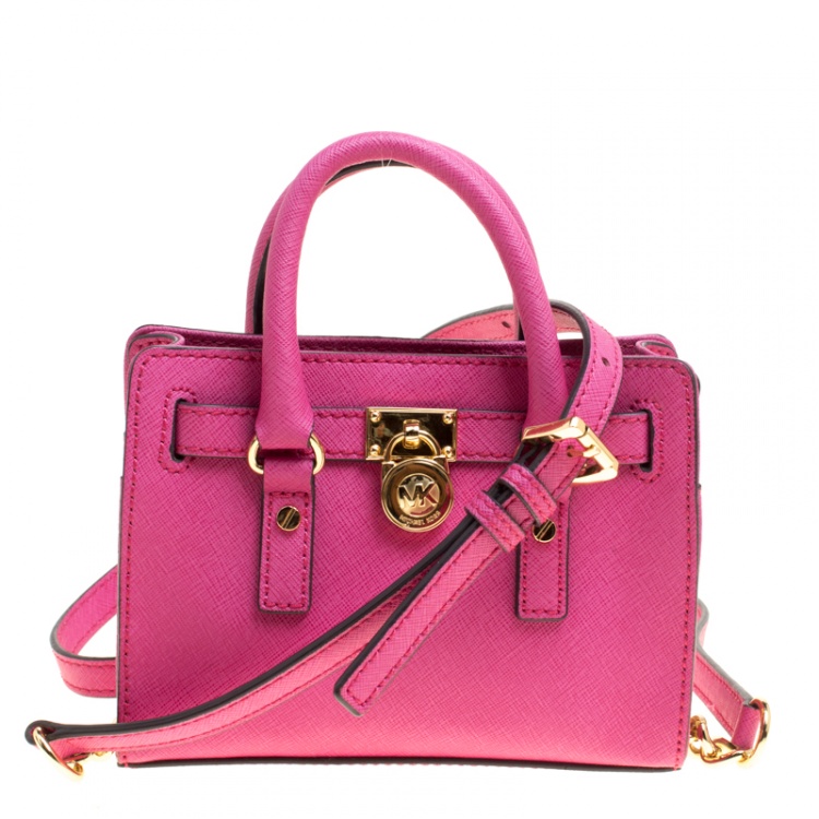 Michael Michael Kors Hot Pink Saffiano Leather Mini Hamilton Crossbody Bag  MICHAEL Michael Kors | The Luxury Closet