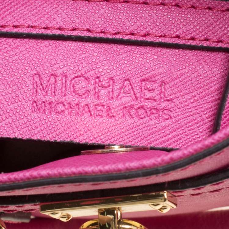 Pre Owned Michael Michael Kors Hot Pink Saffiano Leather Mini Hamilton Crossbody Bag