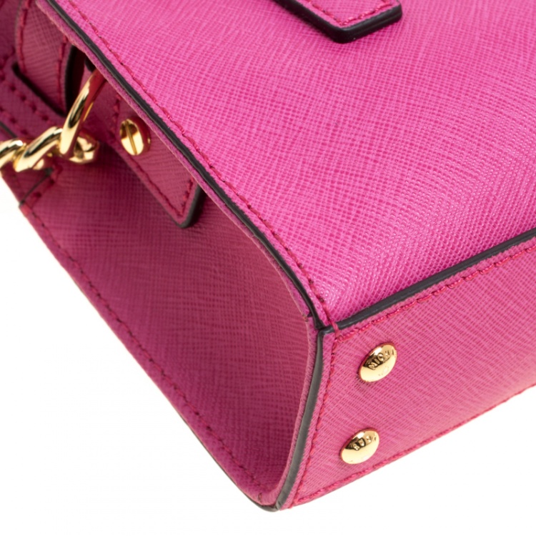 Pre Owned Michael Michael Kors Hot Pink Saffiano Leather Mini Hamilton Crossbody Bag