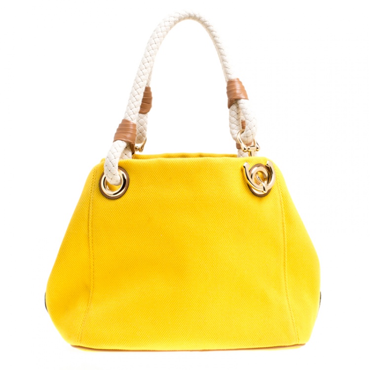 Pre Owned Michael Kors Yellow Canvas Anchor Tote