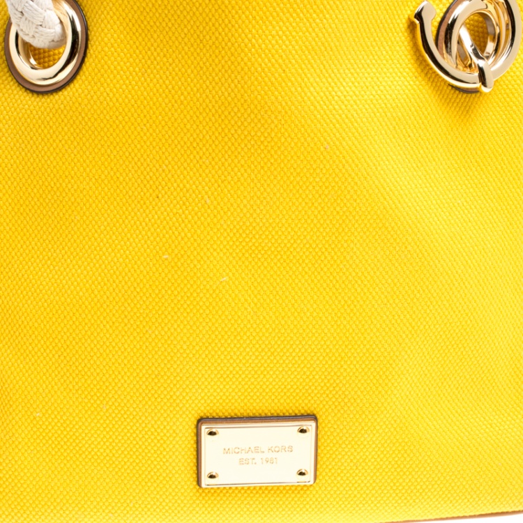 Pre Owned Michael Kors Yellow Canvas Anchor Tote