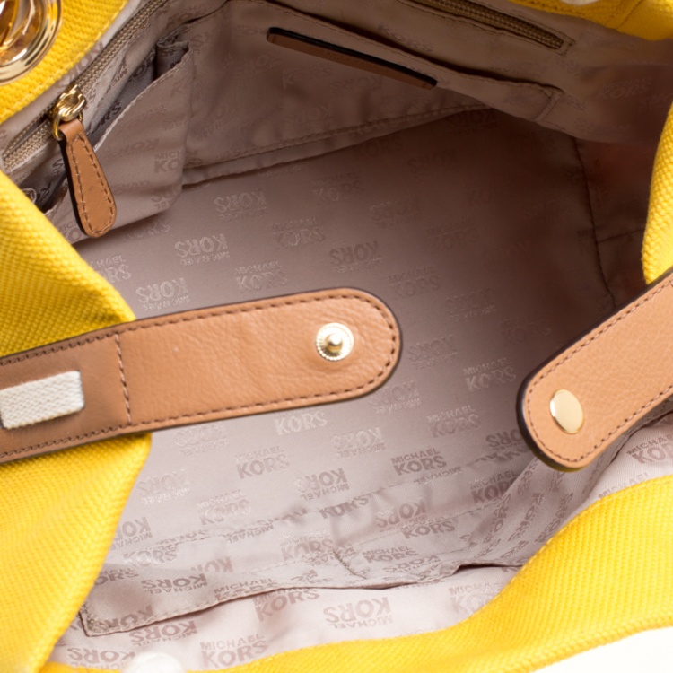 Pre Owned Michael Kors Yellow Canvas Anchor Tote