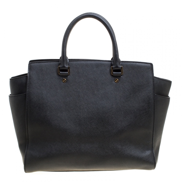 Pre Owned Michael Michael Kors Black Saffiano Leather Medium Selma Tote