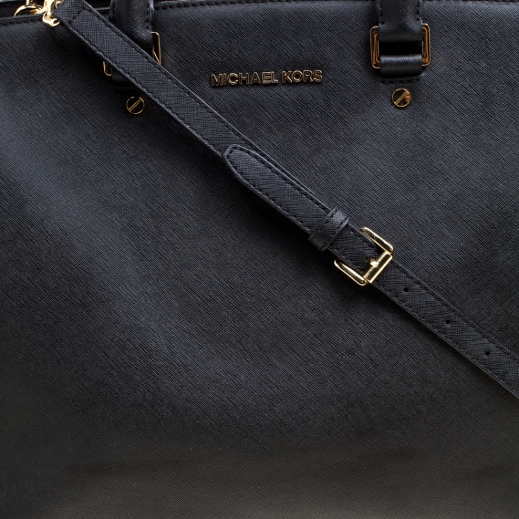 Pre Owned Michael Michael Kors Black Saffiano Leather Medium Selma Tote