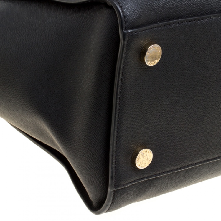 Pre Owned Michael Michael Kors Black Saffiano Leather Medium Selma Tote