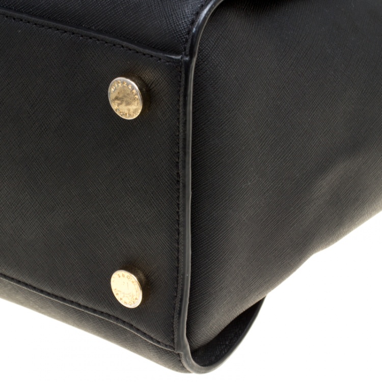 Pre Owned Michael Michael Kors Black Saffiano Leather Medium Selma Tote