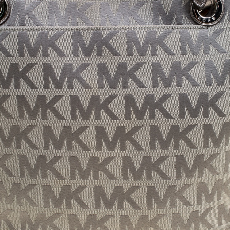 Pre Owned Michael Kors Grey Monogram Canvas Jet Set Tote