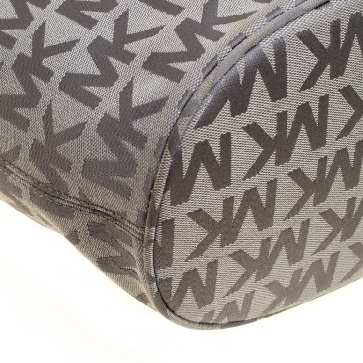Pre Owned Michael Kors Grey Monogram Canvas Jet Set Tote