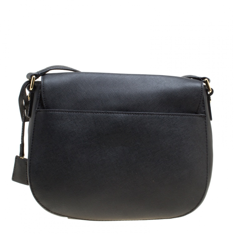 Pre Owned Michael  Michael Kors Black Leather Bedford Crossbody Bag