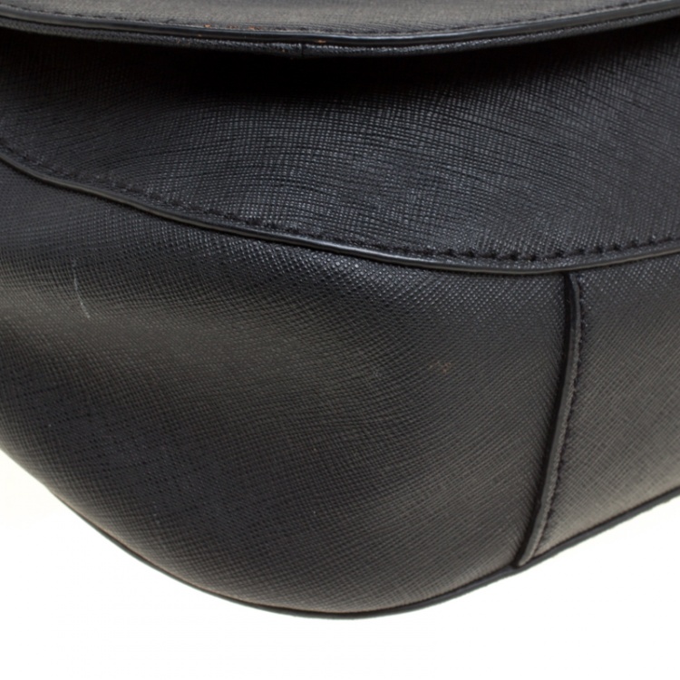 Pre Owned Michael  Michael Kors Black Leather Bedford Crossbody Bag