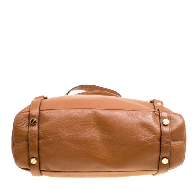 Pre Owned Michael Michael Kors Brown Leather Buckle Strap Top Handle Bag