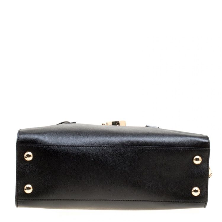Pre Owned Michael Michael Kors Black Leather Hamilton Top Handle Bag