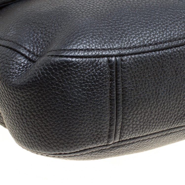 Pre Owned Michael Michael Kors Black Leather Bedford Top Handle Bag