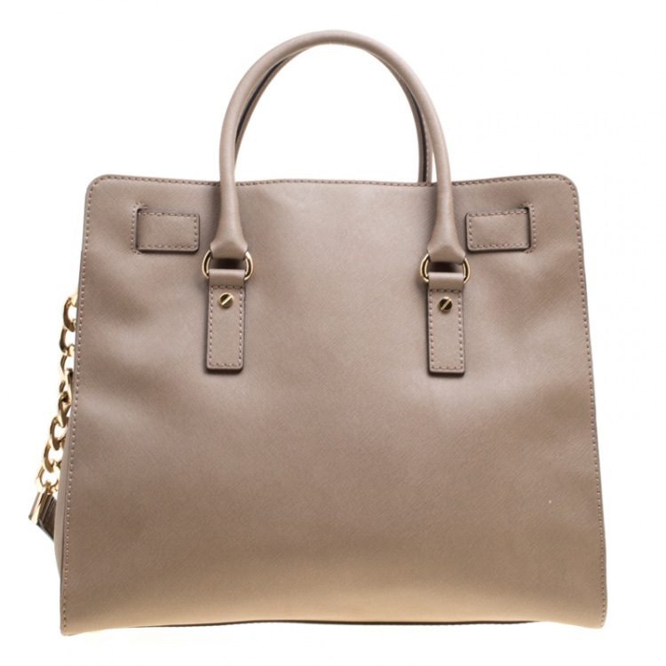 Pre Owned Michael Michael Kors Brown Leather Hamilton Top Handle Bag