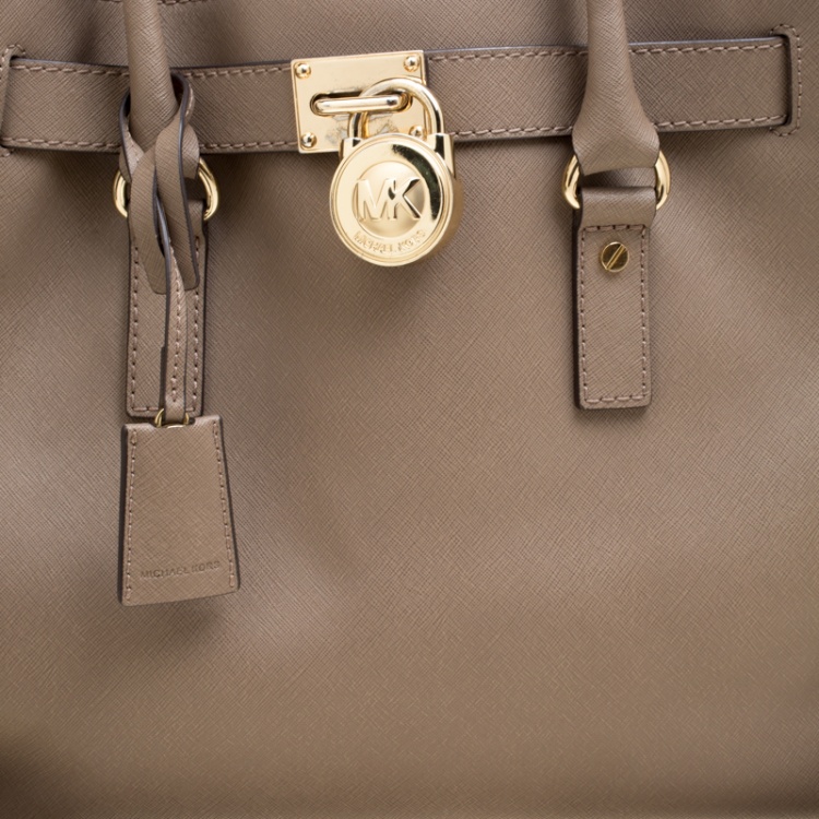 Pre Owned Michael Michael Kors Brown Leather Hamilton Top Handle Bag
