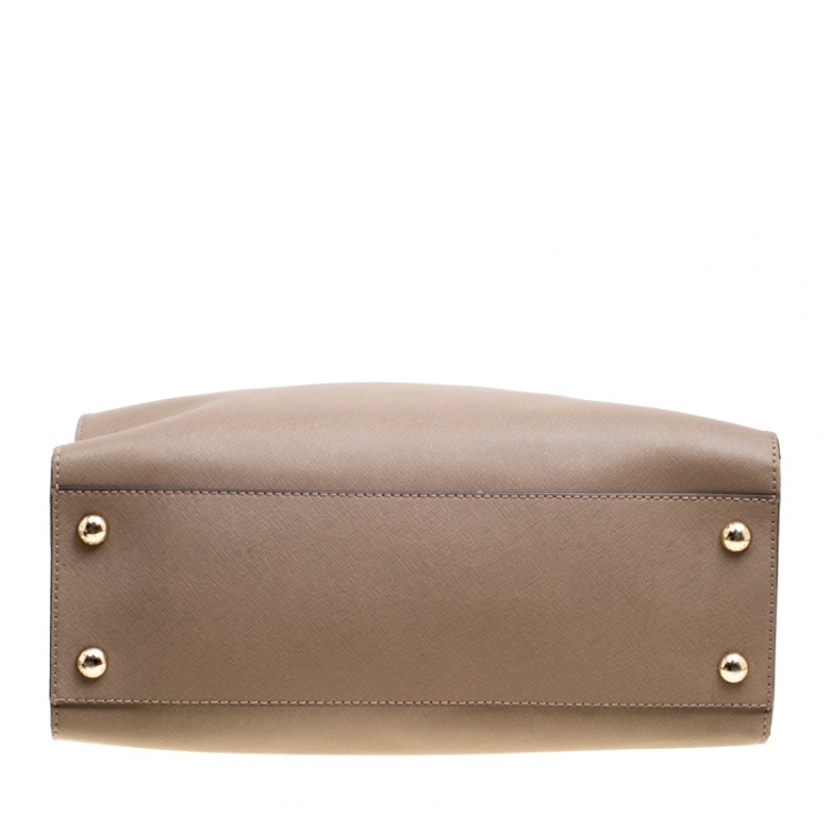 Pre Owned Michael Michael Kors Brown Leather Hamilton Top Handle Bag