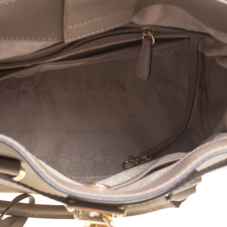 Pre Owned Michael Michael Kors Brown Leather Hamilton Top Handle Bag