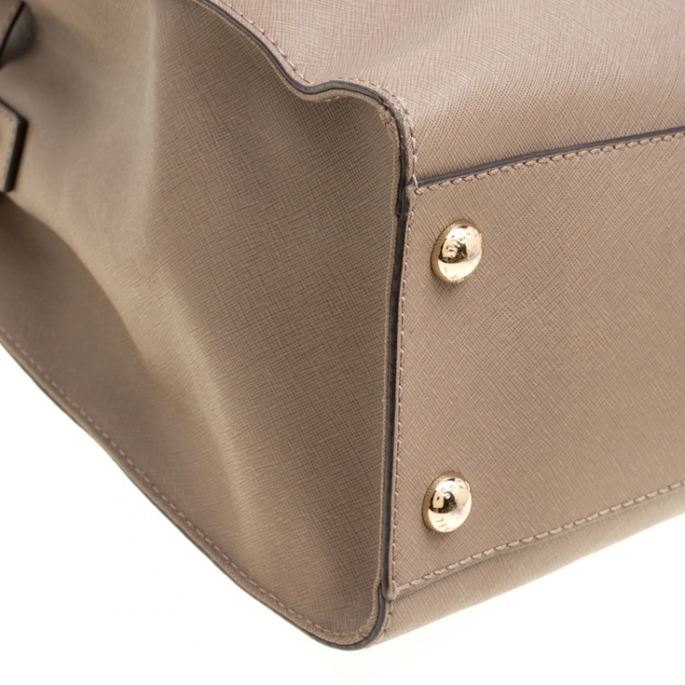 Pre Owned Michael Michael Kors Brown Leather Hamilton Top Handle Bag