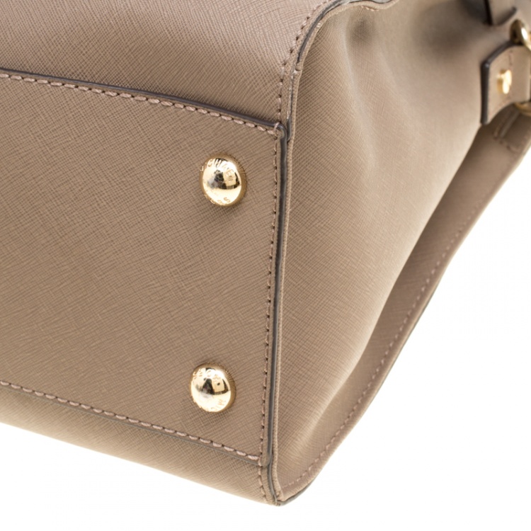 Pre Owned Michael Michael Kors Brown Leather Hamilton Top Handle Bag