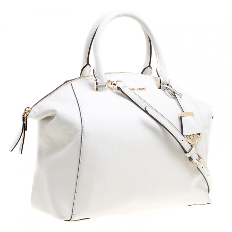 Pre Owned MICHAEL Michael Kors White Leather Riley Top Handle Bag