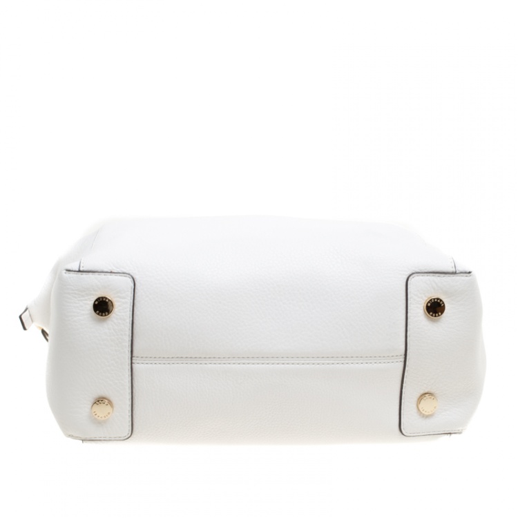 Pre Owned MICHAEL Michael Kors White Leather Riley Top Handle Bag