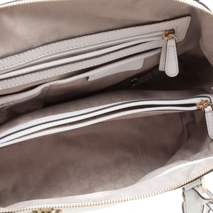 Pre Owned MICHAEL Michael Kors White Leather Riley Top Handle Bag