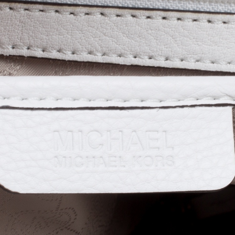 Pre Owned MICHAEL Michael Kors White Leather Riley Top Handle Bag